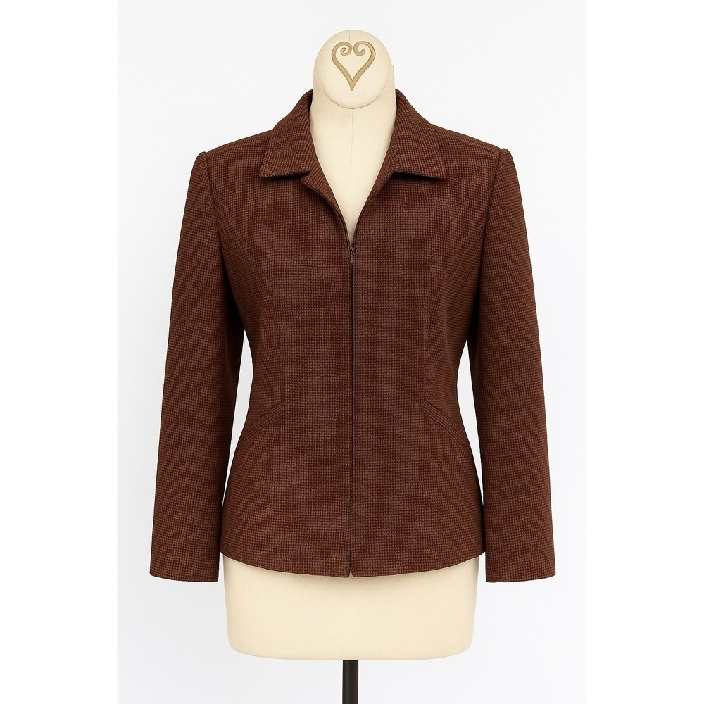 Addenda Brown Textured Blazer Jacket Women's Size 11 Old Money Quiet Luxury